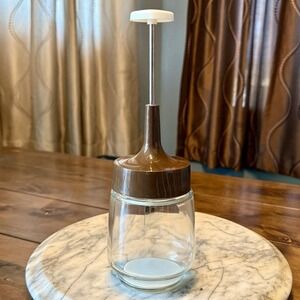 VTG 13 Brown Gemco Food Nut Chopper Clear Glass Jar Stainless Steel Blade USA